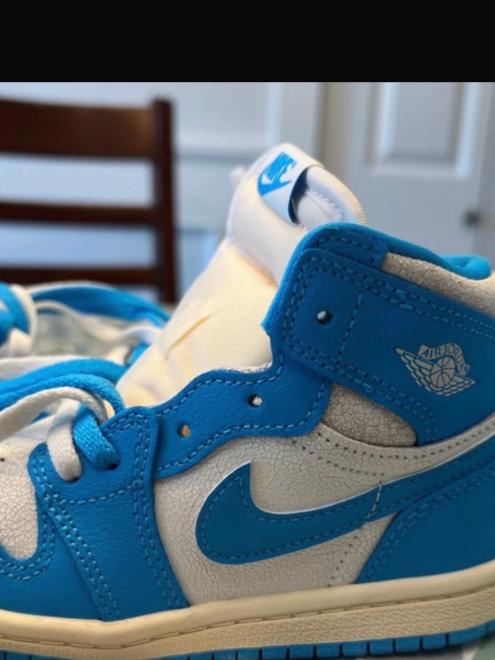 Air Jordan High-Top Sneakers in White and Blue toddler size 9